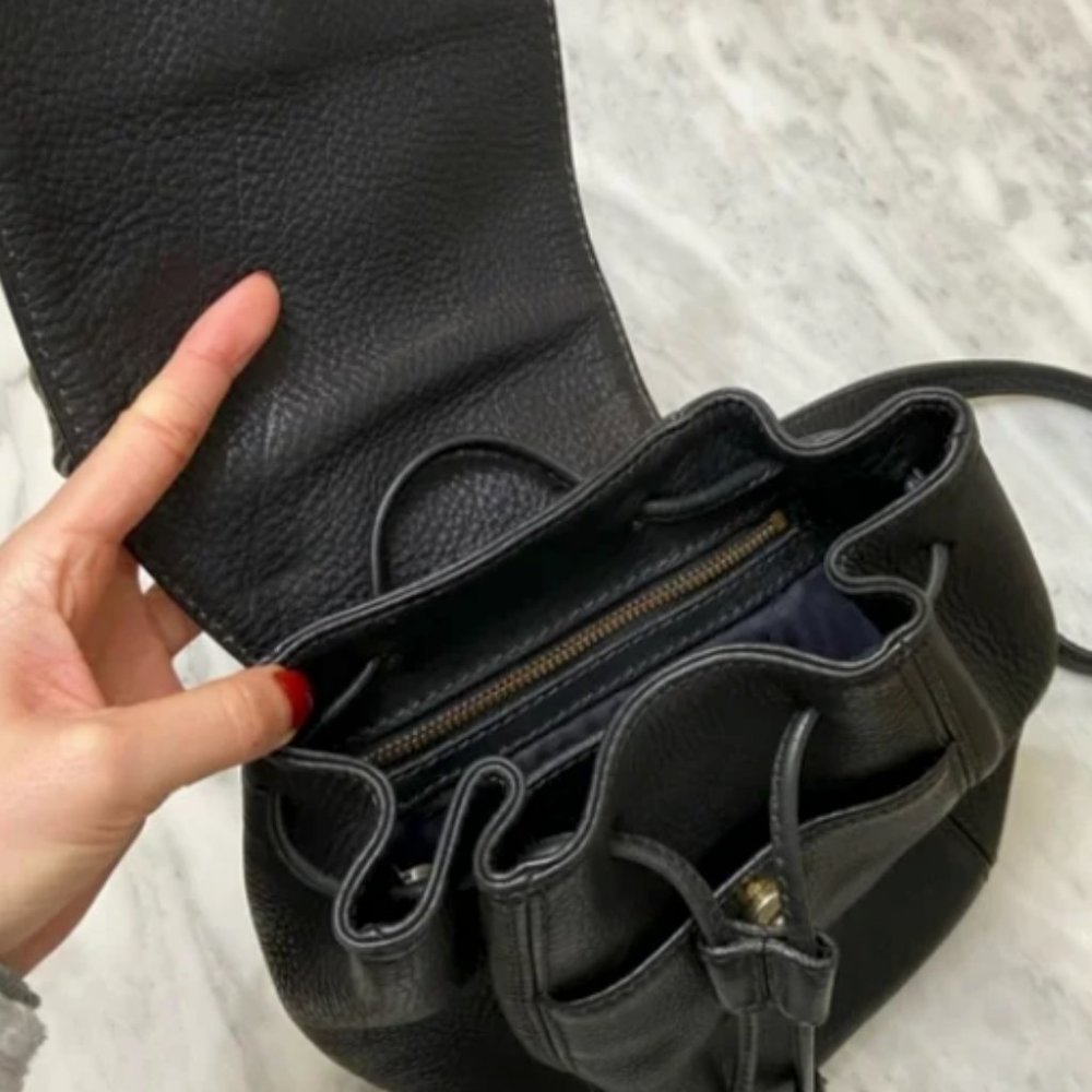 Coach Italian Vintage Black Pebbled Sonoma Drawstring Backpack